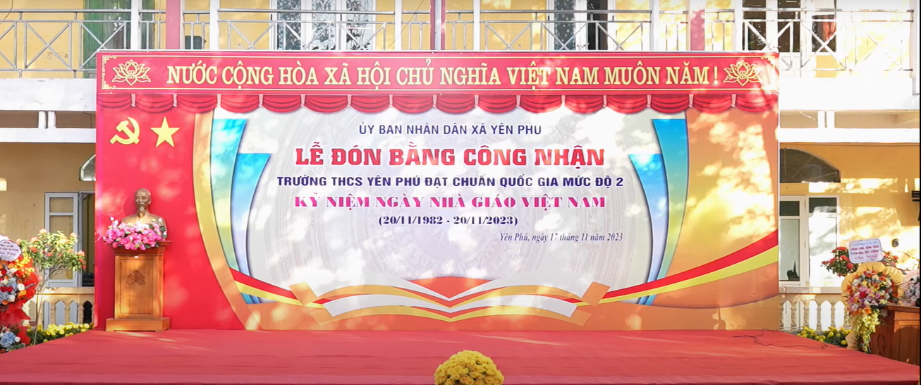 TRƯỜNG THCS YÊN PHÚ TỔ CHỨC LỄ ĐÓN BẰNG CÔNG NHẬN TRƯỜNG ĐẠT CHUẨN QUỐC GIA MỨC ĐỘ 2